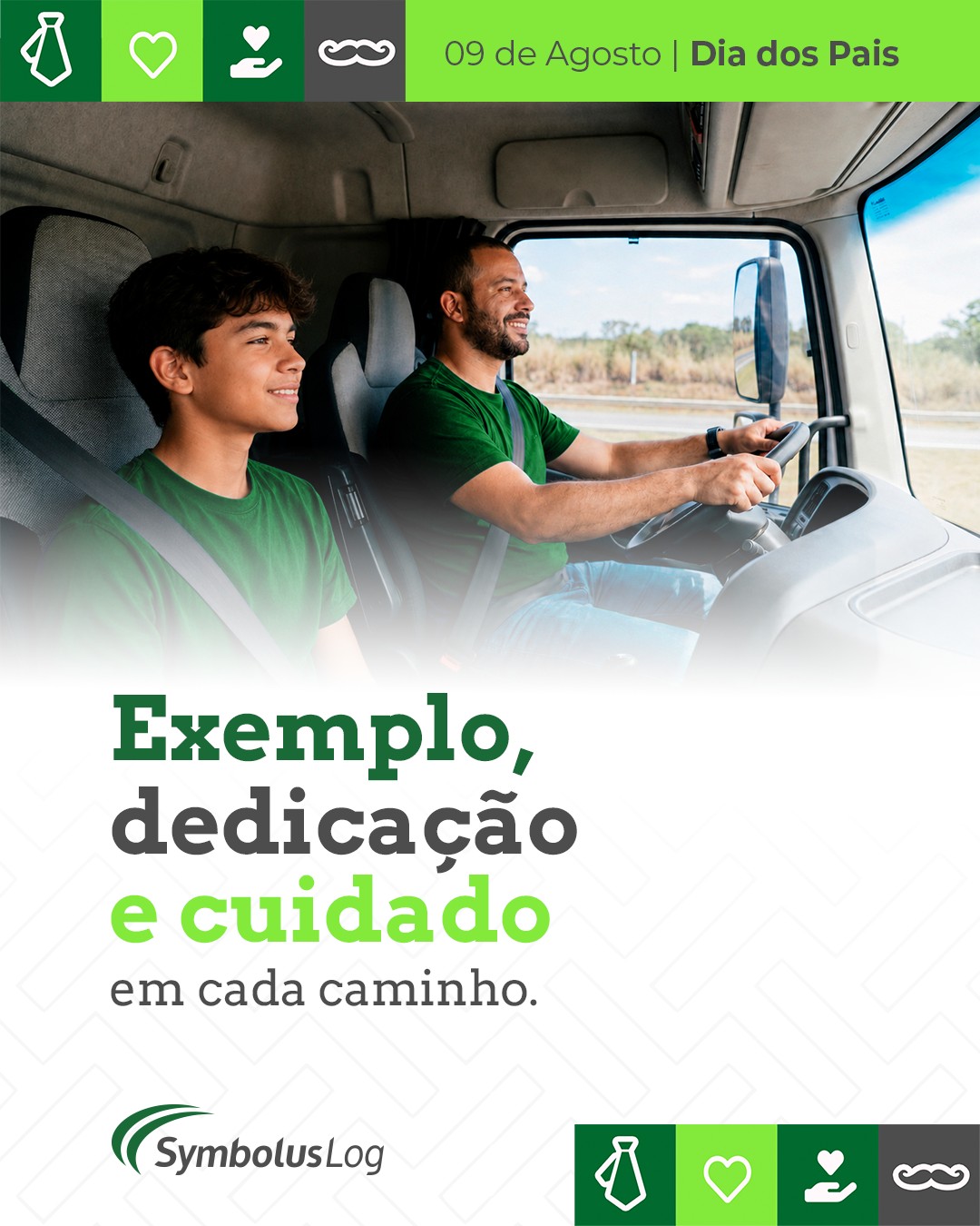 Ser pai é construir caminhos, transmitir valores e estar presente em cada etapa da vida. Neste Dia dos Pais, homenageamos todos aqueles que, com dedicação, responsabilidade e cuidado, inspiram dentro e fora do ambiente de trabalho. Nosso reconhecimento e agradecimento a todos os pais que fazem parte da história da Symbolus Log e ajudam a construir novos caminhos todos os dias. Feliz Dia dos Pais! Symbolus Log: a marca da excelência em cada rota. #SymbolusLog